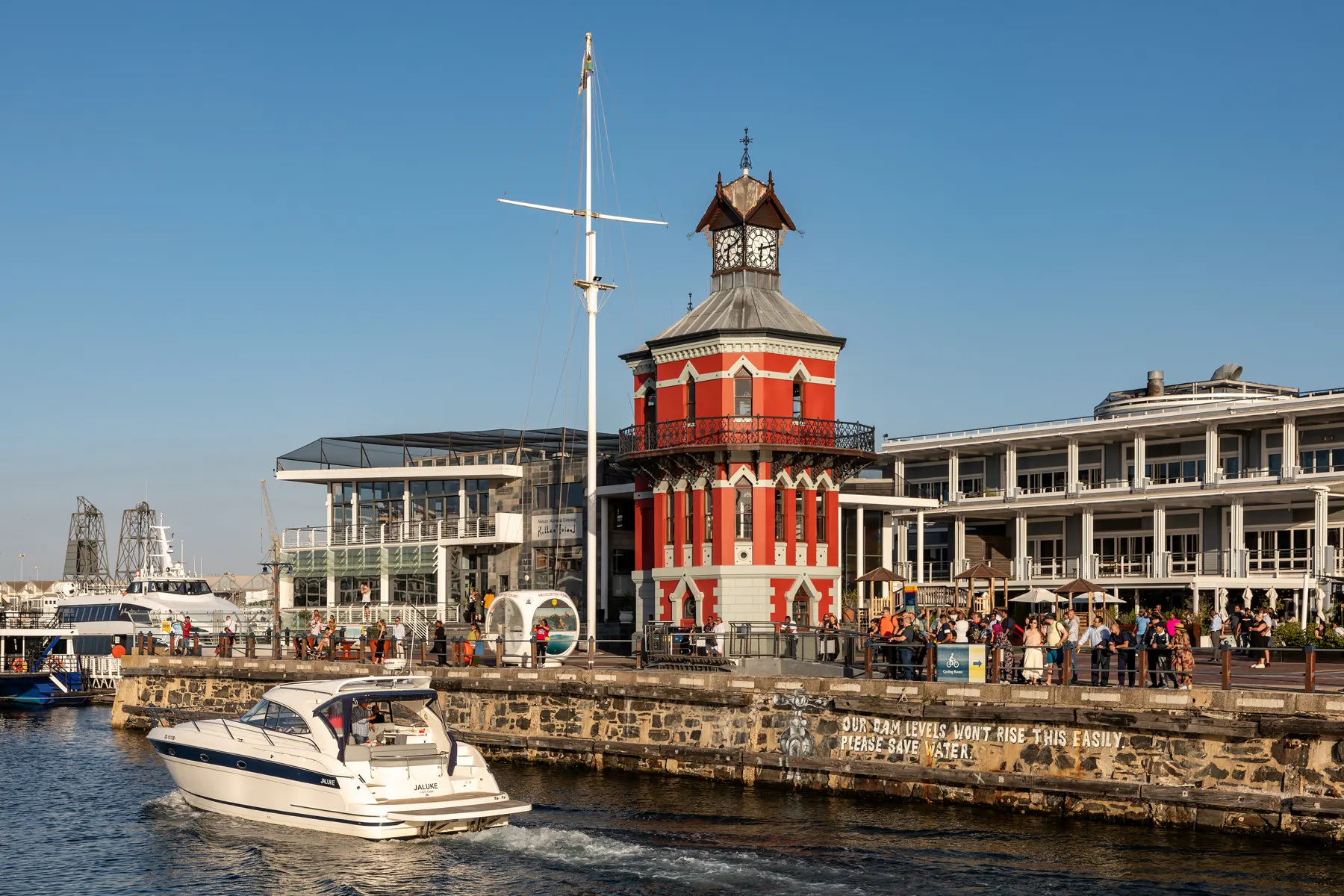 The red clock tower at the V&A Waterfront